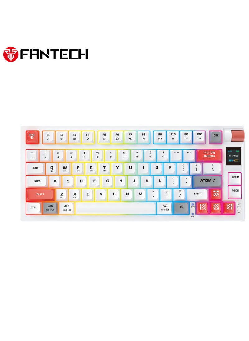 Wireless Mechanical Gaming Keyboard Red Switch 79 Keys - Triple Mode (BT/2.4GHz/USB-C),  RGB 20 Effects Backlit Membrane Gaming Keyboard, 450H Battery, 4000mAh - for PC/Mac, Gaming & Office