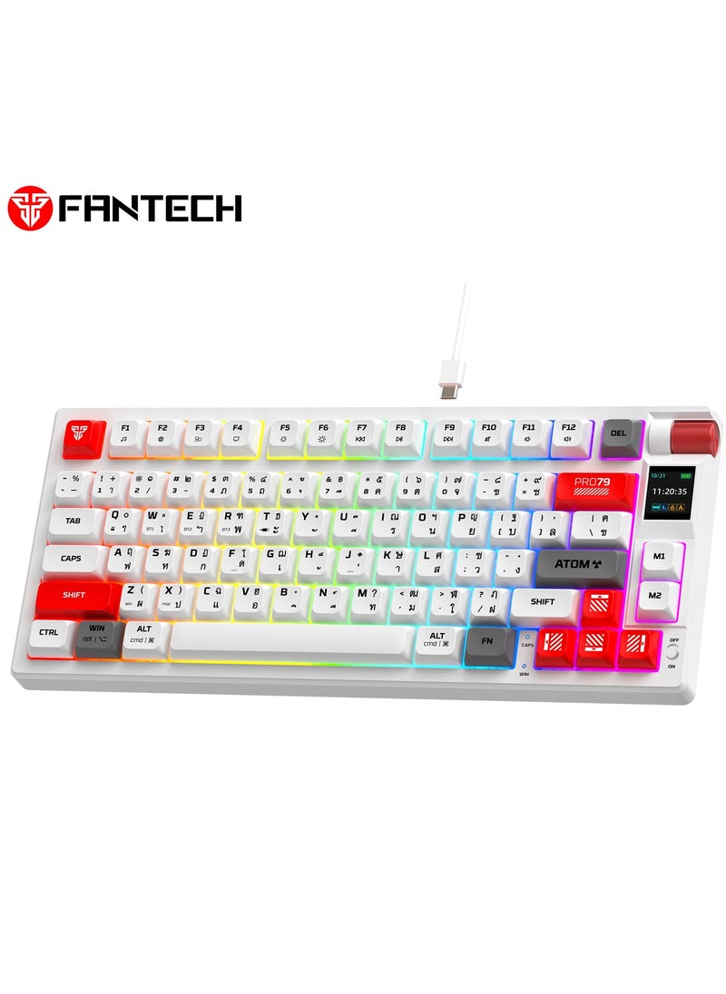 Wireless Mechanical Gaming Keyboard Red Switch 79 Keys - Triple Mode (BT/2.4GHz/USB-C),  RGB 20 Effects Backlit Membrane Gaming Keyboard, 450H Battery, 4000mAh - for PC/Mac, Gaming & Office