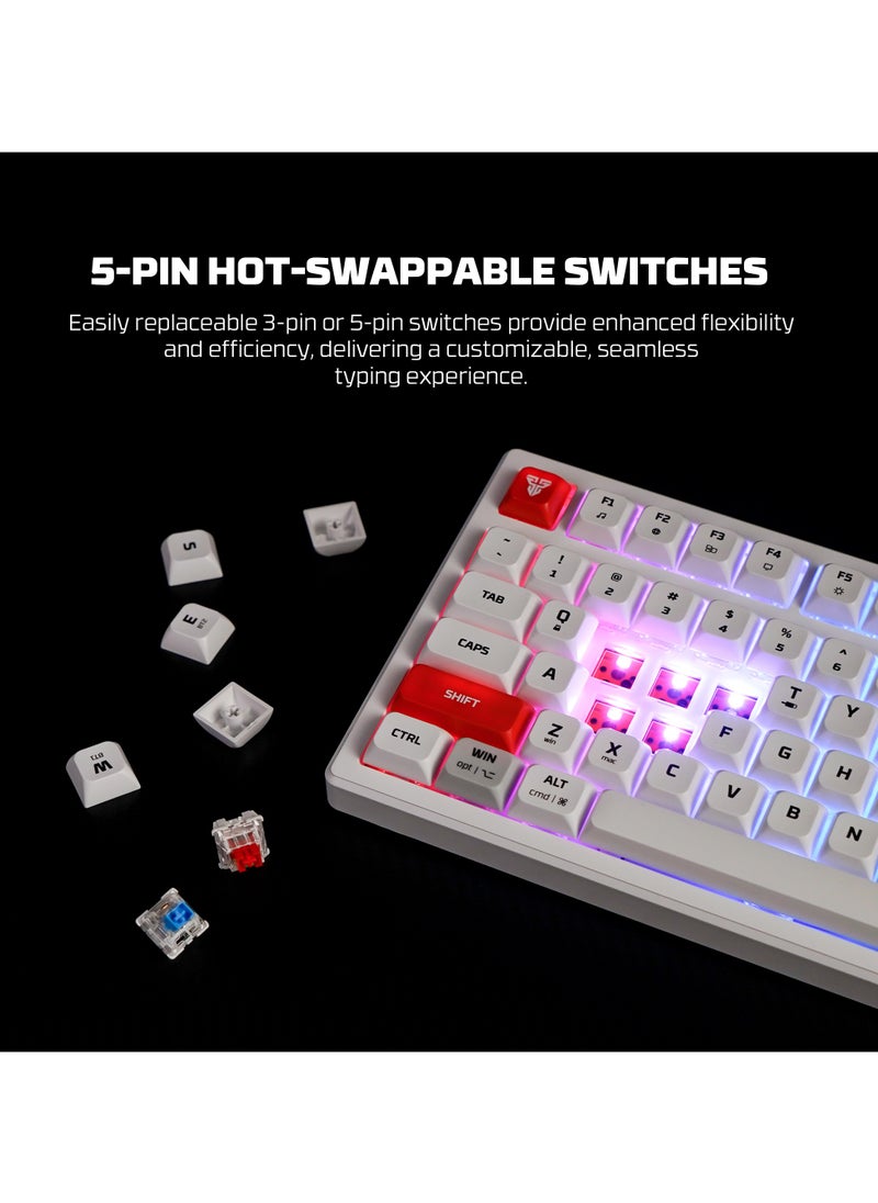 Wireless Mechanical Gaming Keyboard Red Switch 79 Keys - Triple Mode (BT/2.4GHz/USB-C),  RGB 20 Effects Backlit Membrane Gaming Keyboard, 450H Battery, 4000mAh - for PC/Mac, Gaming & Office