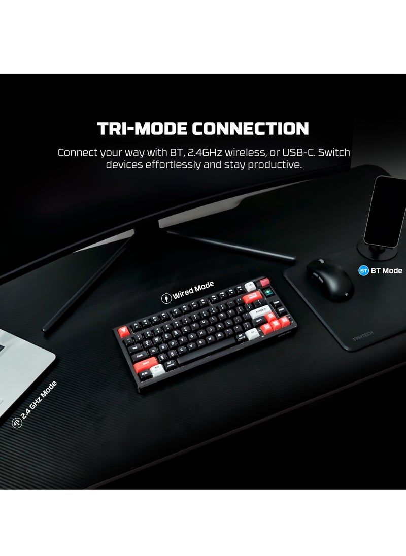 Wireless Mechanical Gaming Keyboard Red Switch 79 Keys - Triple Mode (BT/2.4GHz/USB-C),  RGB 20 Effects Backlit Membrane Gaming Keyboard, 450H Battery, 4000mAh - for PC/Mac, Gaming & Office
