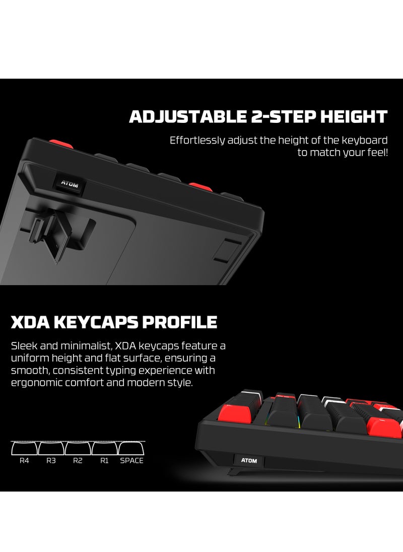 Wireless Mechanical Gaming Keyboard Red Switch 79 Keys - Triple Mode (BT/2.4GHz/USB-C),  RGB 20 Effects Backlit Membrane Gaming Keyboard, 450H Battery, 4000mAh - for PC/Mac, Gaming & Office