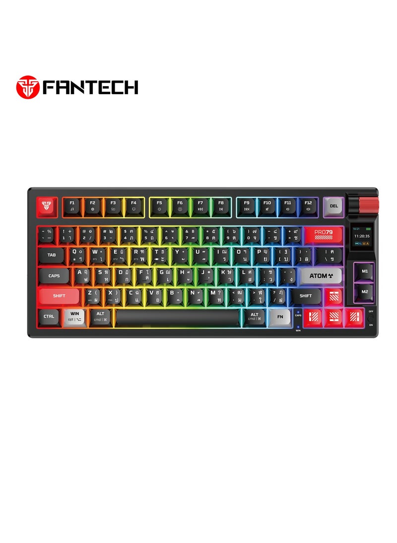 Wireless Mechanical Gaming Keyboard Red Switch 79 Keys - Triple Mode (BT/2.4GHz/USB-C),  RGB 20 Effects Backlit Membrane Gaming Keyboard, 450H Battery, 4000mAh - for PC/Mac, Gaming & Office