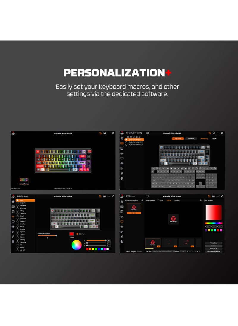 Wireless Mechanical Gaming Keyboard Red Switch 79 Keys - Triple Mode (BT/2.4GHz/USB-C),  RGB 20 Effects Backlit Membrane Gaming Keyboard, 450H Battery, 4000mAh - for PC/Mac, Gaming & Office