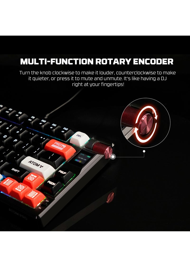 Wireless Mechanical Gaming Keyboard Red Switch 79 Keys - Triple Mode (BT/2.4GHz/USB-C),  RGB 20 Effects Backlit Membrane Gaming Keyboard, 450H Battery, 4000mAh - for PC/Mac, Gaming & Office