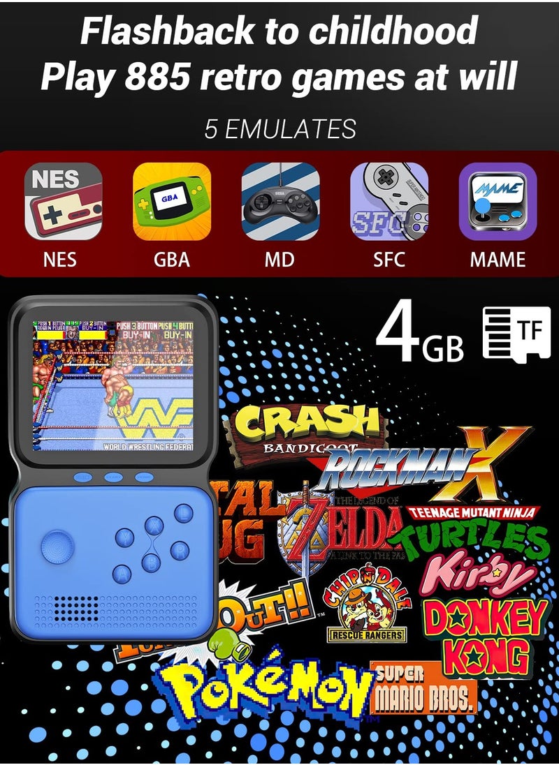 Handheld Game Console, Portable Retro Mini Game Console with 800+ Classic Games 3.5 Inch HD LCD Screen u0026 Rechargeable Battery u0026 TV Connection (Blue)