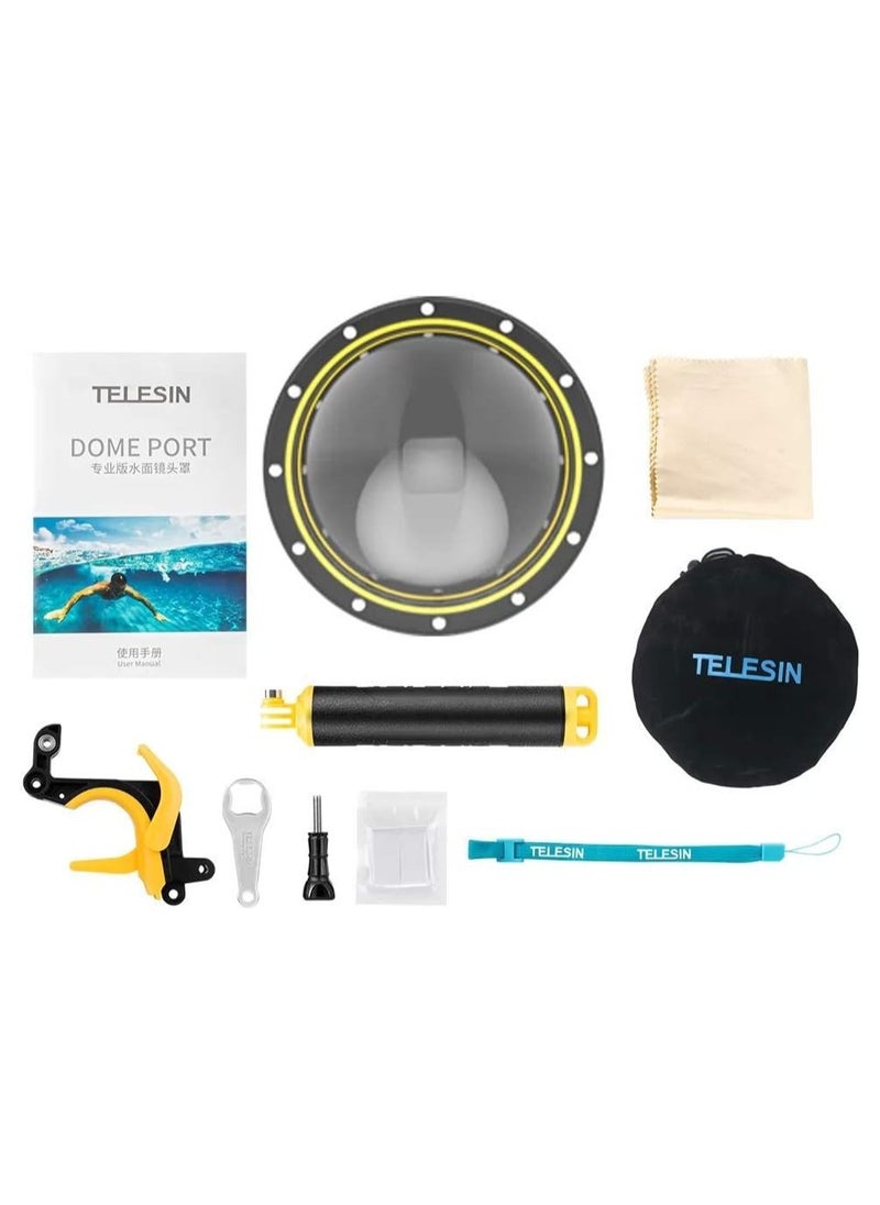 TELESIN Underwater Dome Port For GoPro HERO13 HERO12 HERO11 HERO10 HERO9 With Floating Handle 30M Waterproof Housing
