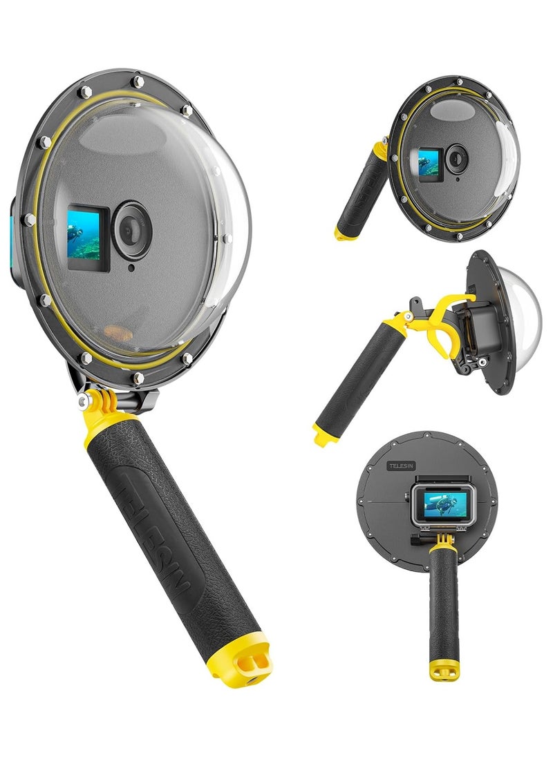 TELESIN Underwater Dome Port For GoPro HERO13 HERO12 HERO11 HERO10 HERO9 With Floating Handle 30M Waterproof Housing