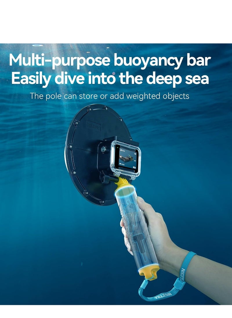TELESIN Underwater Dome Port For GoPro HERO13 HERO12 HERO11 HERO10 HERO9 With Floating Handle 30M Waterproof Housing