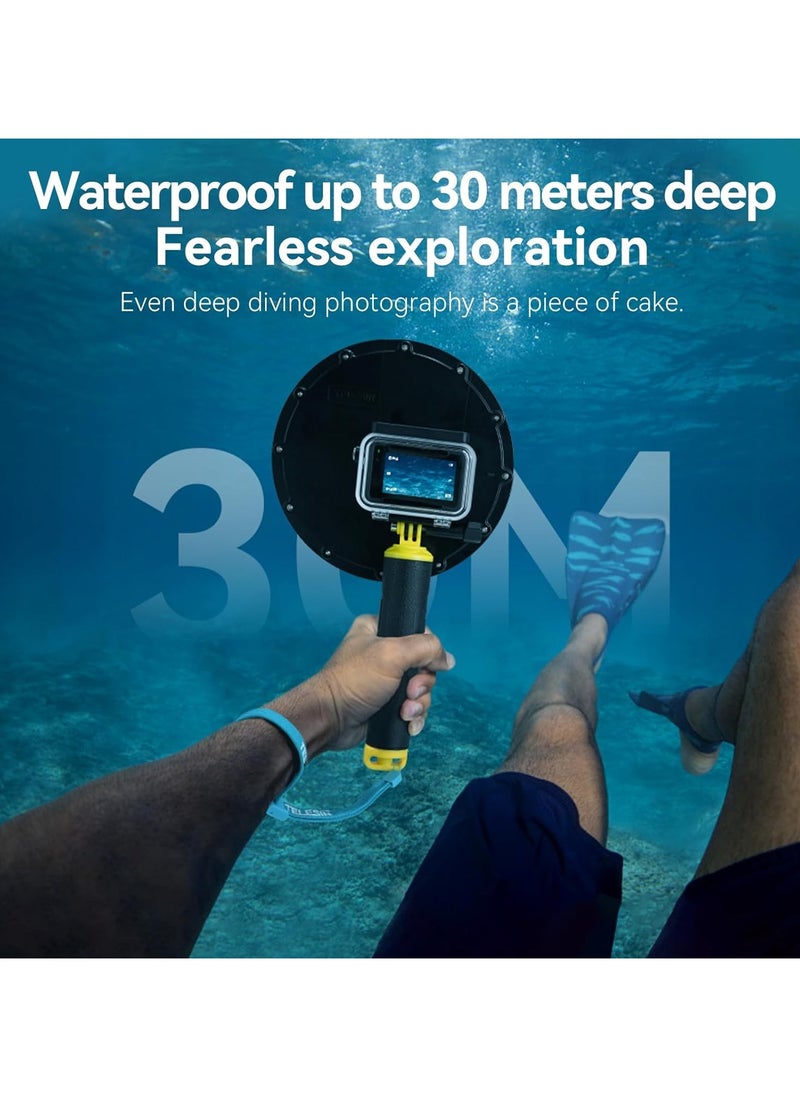 TELESIN Underwater Dome Port For GoPro HERO13 HERO12 HERO11 HERO10 HERO9 With Floating Handle 30M Waterproof Housing