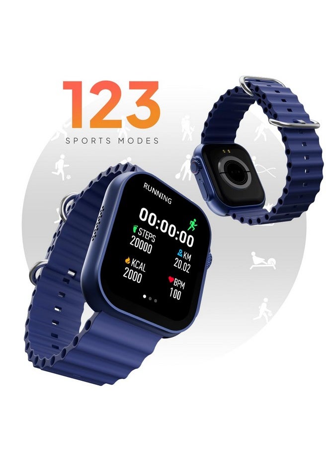 Fire-Boltt Supernova- 45.2mm AMOLED Display, 500 NITS Brightness, 368 * 448 px Resolution, Bluetooth Calling, 123 Sports Modes, Voice Assistant, Inbuilt Games (Blue)