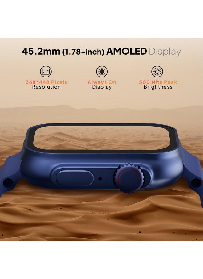 Fire-Boltt Supernova- 45.2mm AMOLED Display, 500 NITS Brightness, 368 * 448 px Resolution, Bluetooth Calling, 123 Sports Modes, Voice Assistant, Inbuilt Games (Blue)