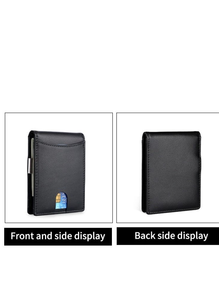 Skycare Slim Wallets for Men - Leather Money Clip Mens Wallet - RFID Blocking Front Pocket Bifold Wallet - Minimalist Credit Card Holder with Gift Box