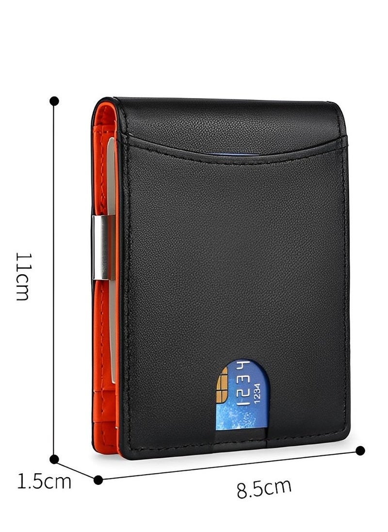 Skycare Slim Wallets for Men - Leather Money Clip Mens Wallet - RFID Blocking Front Pocket Bifold Wallet - Minimalist Credit Card Holder with Gift Box
