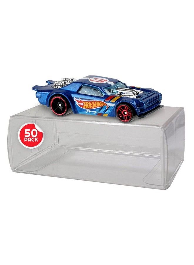 Display Case Protector Compatible For Hot Wheels 1/64 Loose Die Cast Standard Sized Cars 0.45Mm Pet Protector With Flaps On Both Ends For Your Pristine And Protected Toy Vehicle Pack Of 50