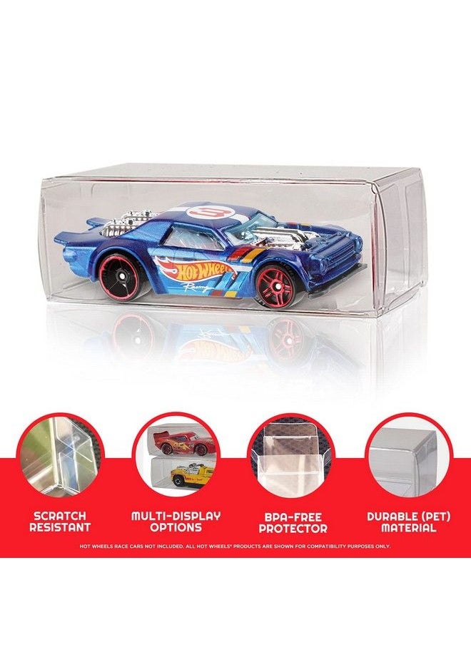 Display Case Protector Compatible For Hot Wheels 1/64 Loose Die Cast Standard Sized Cars 0.45Mm Pet Protector With Flaps On Both Ends For Your Pristine And Protected Toy Vehicle Pack Of 50