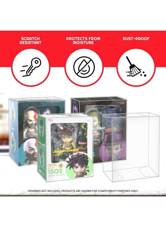 Action Figure Anime Display Case Protector Compatible With New Nendoroid Box Thick Anti Dust Acid Free Pet Plastic Casing (Pack Of 10)