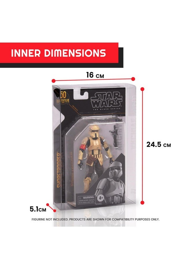 Action Figure Display Case For 6 In Star Wars Black Series Archive 50Th Carded - 10 Pack - Clear 0.40 Mm Thick Pet Plastic Protective Box Case Storage - Keep Your Collection In Mint Condition