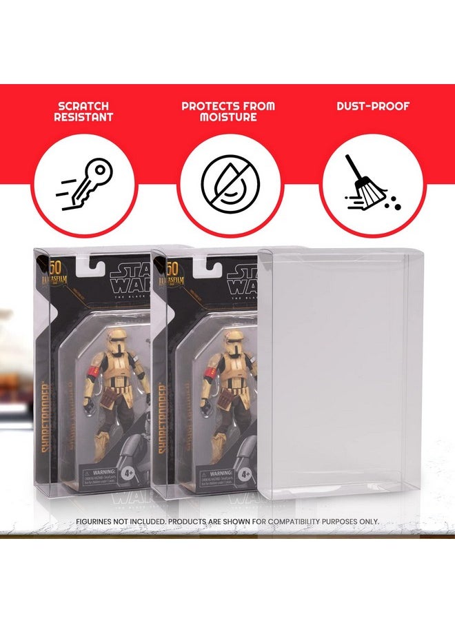 Action Figure Display Case For 6 In Star Wars Black Series Archive 50Th Carded - 10 Pack - Clear 0.40 Mm Thick Pet Plastic Protective Box Case Storage - Keep Your Collection In Mint Condition