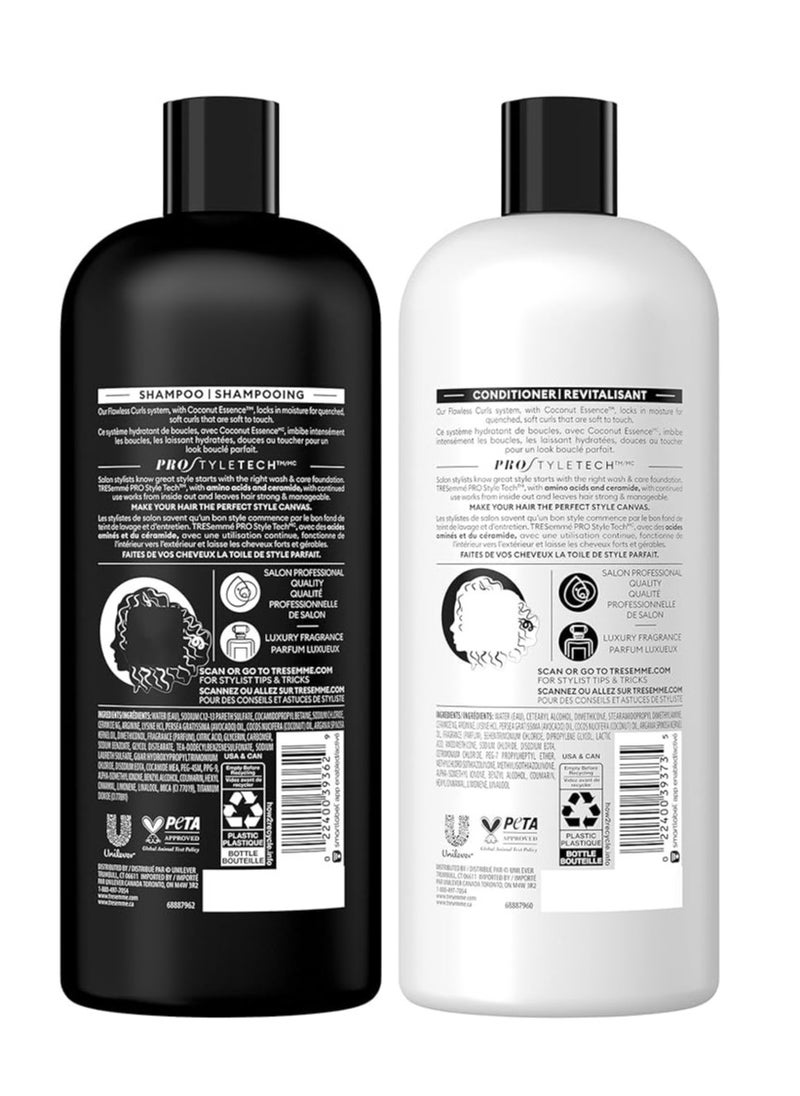 TRESemmé Flawless Curls - Curl Hydration With Vitamin B1 - Shampoo & Conditioner Set - Net Wt. 28 FL OZ (828 mL) Per Bottle - One Set