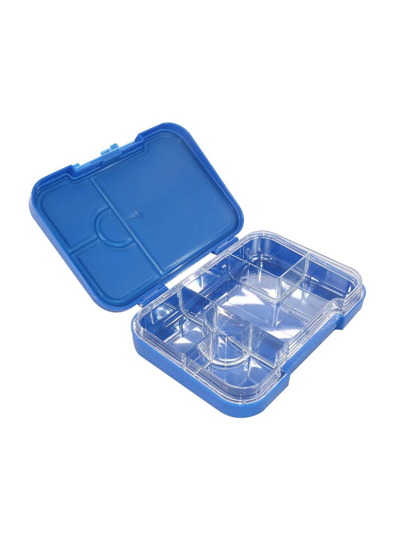 Smily Kiddos Lunch Box 6 Compartment Bento Box for Kids Divided Lunch Containers Easy Open School Lunch Containers for Boys Girls -Space Theme Blue