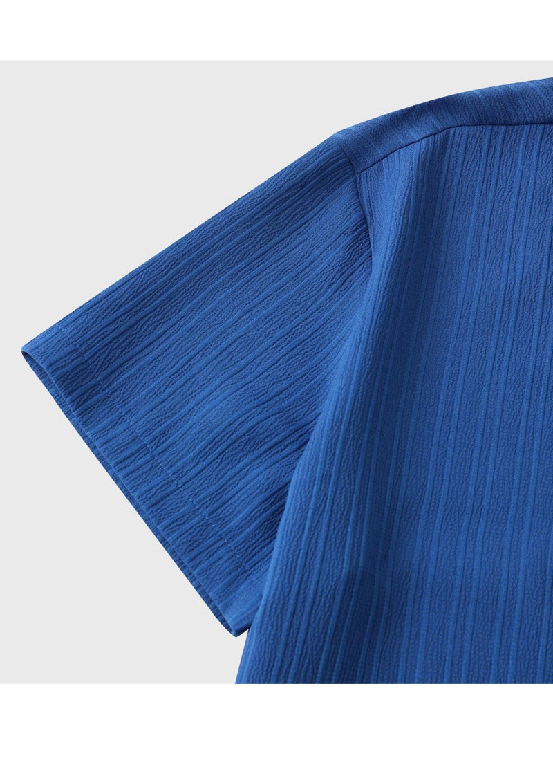 Latest men's short-sleeved shirts summer men's solid color lapel short-sleeved shirts