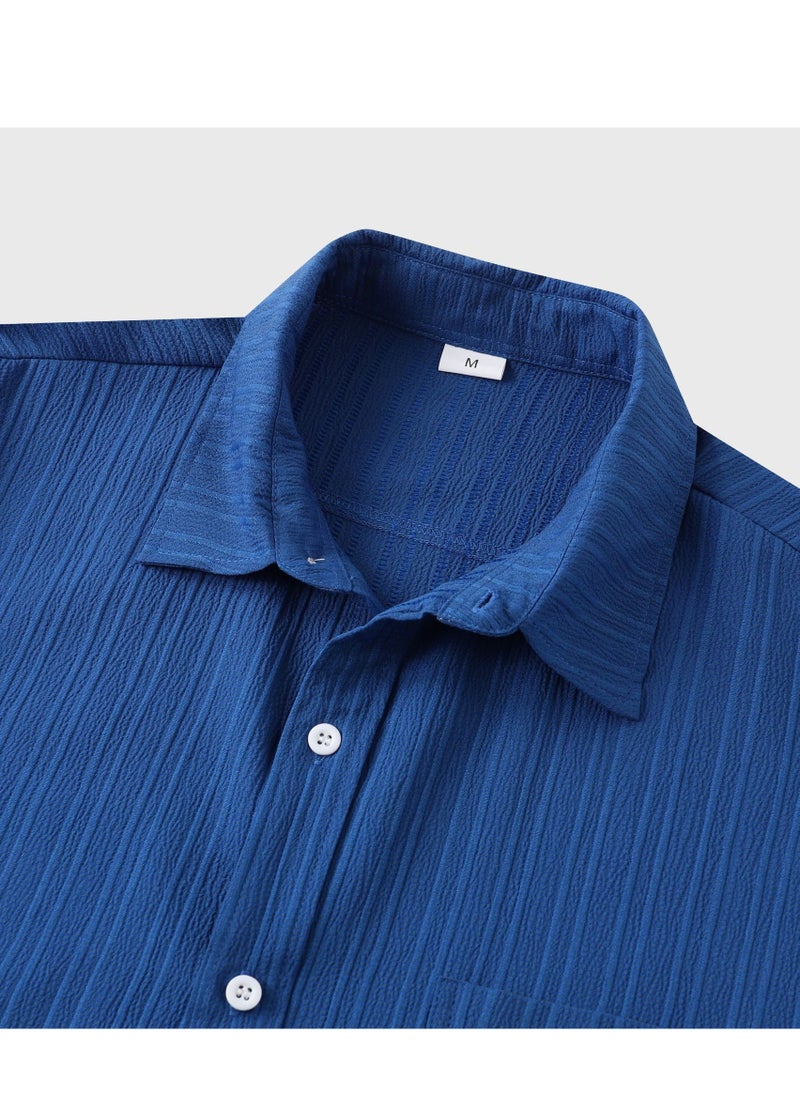 Latest men's short-sleeved shirts summer men's solid color lapel short-sleeved shirts