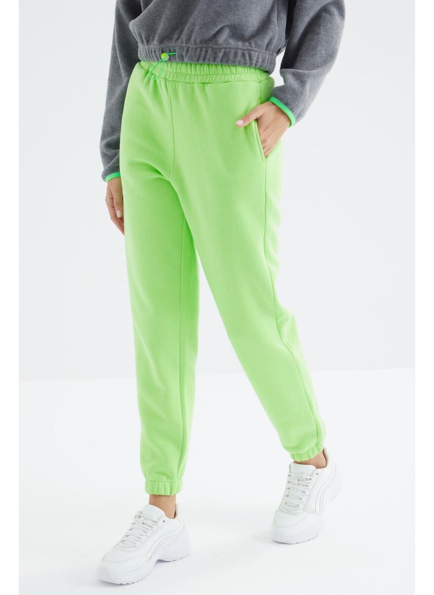 Peanut Green High Waist Comfortable Form Basic Jogger Women's Tracksuit Bottom - 94624