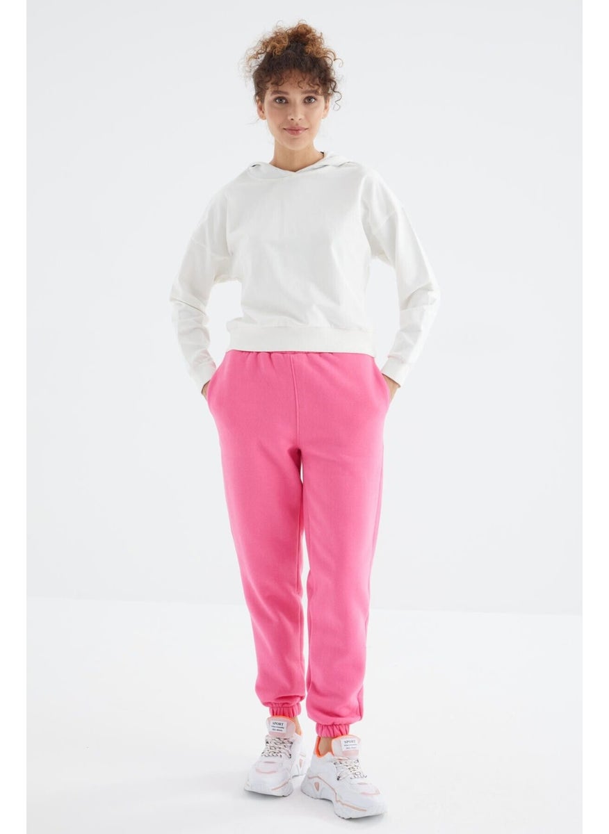 Candy Pink High Waist Comfortable Form Basic Jogger Women's Tracksuit Bottom - 94624