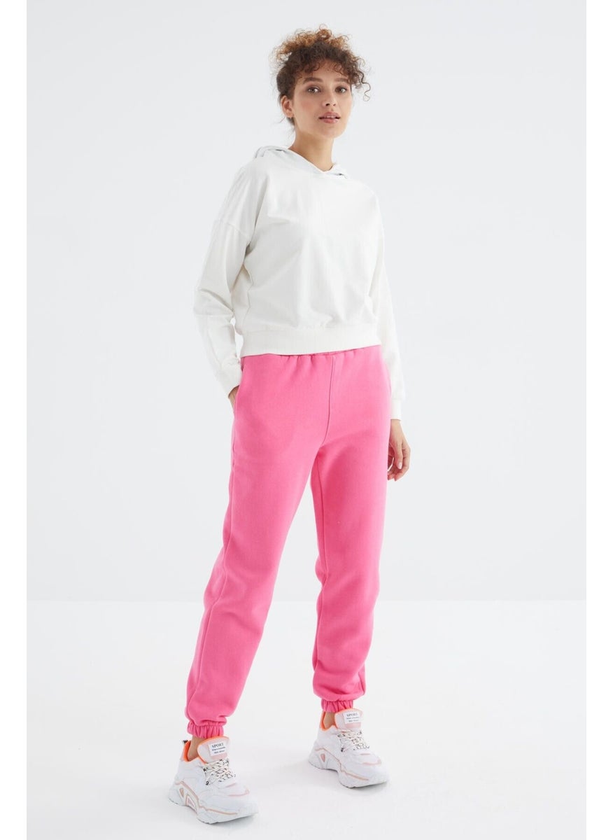 Candy Pink High Waist Comfortable Form Basic Jogger Women's Tracksuit Bottom - 94624