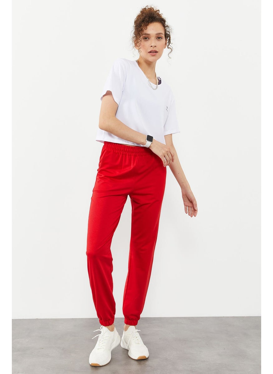 Elastic Leg Classic Red Women's Tracksuit Bottoms