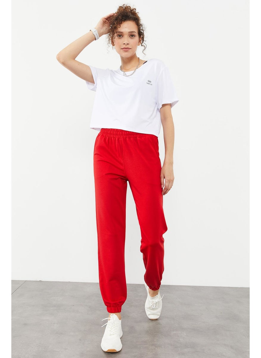 Elastic Leg Classic Red Women's Tracksuit Bottoms