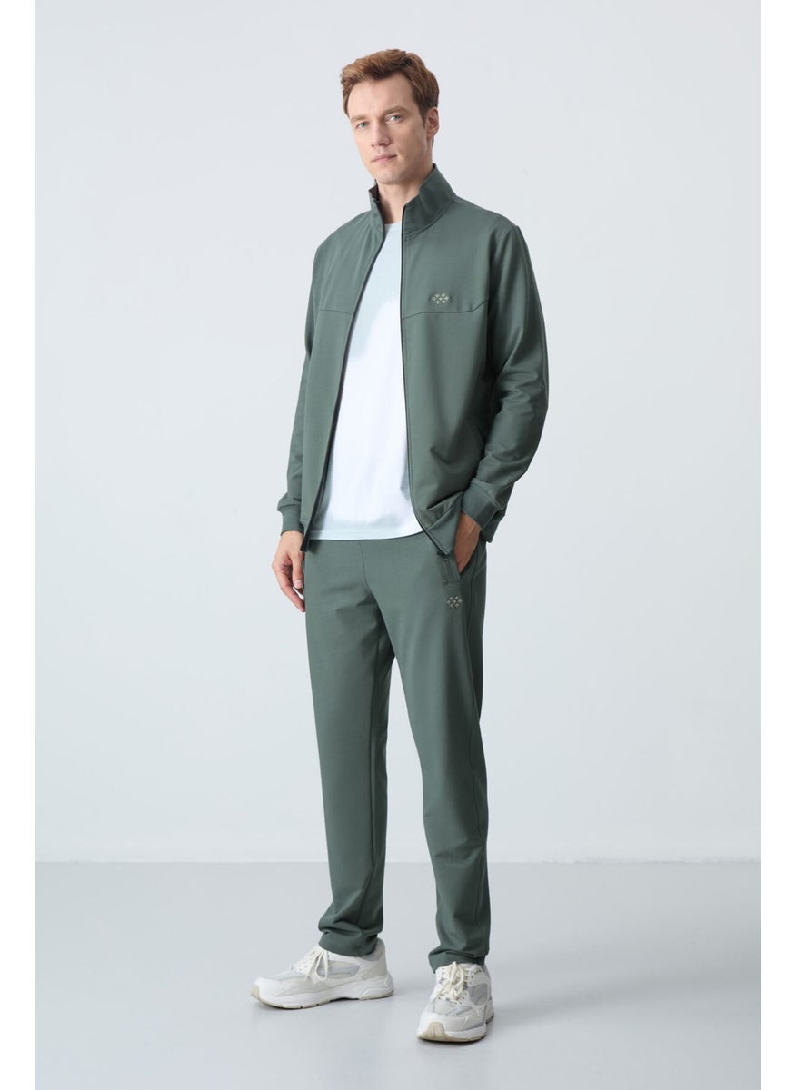 Khaki Cotton Thick Soft Texture Comfort Fit Basic Men's Tracksuit - 85260