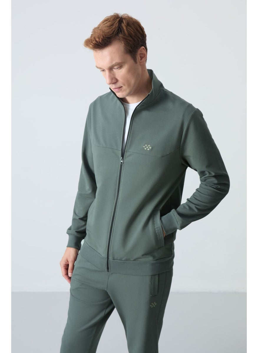 Khaki Cotton Thick Soft Texture Comfort Fit Basic Men's Tracksuit - 85260