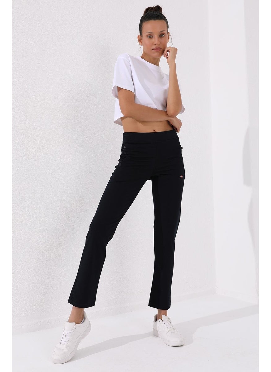 Classic Pocket Zipper Navy Blue Women's Tracksuit Bottoms