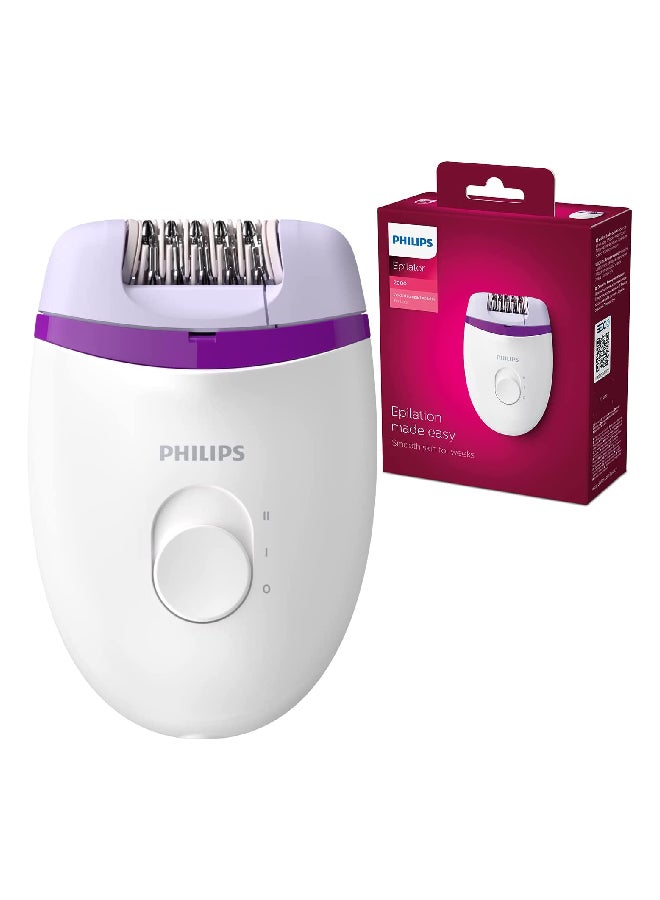Renewed - Satinelle Essential Corded Compact Epilator White/Purple 300grams