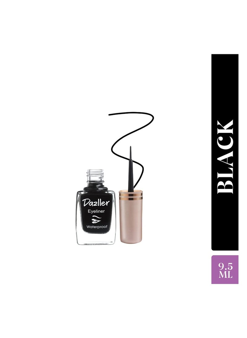 Dazller Liquid Eyeliner Waterproof, 9.5ml, Black, Smudge-proof, Matte, One stroke application, Long-lasting, Deeply pigmented, Lightweight, Quick-drying