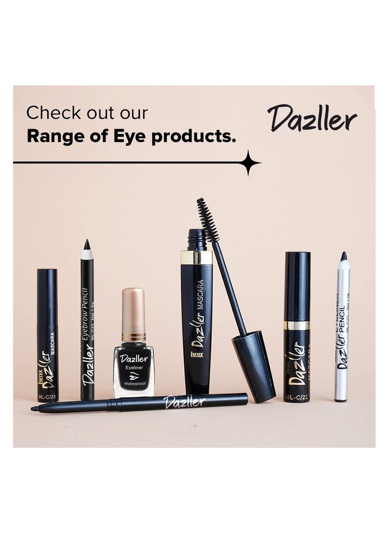 Dazller Liquid Eyeliner Waterproof, 9.5ml, Black, Smudge-proof, Matte, One stroke application, Long-lasting, Deeply pigmented, Lightweight, Quick-drying