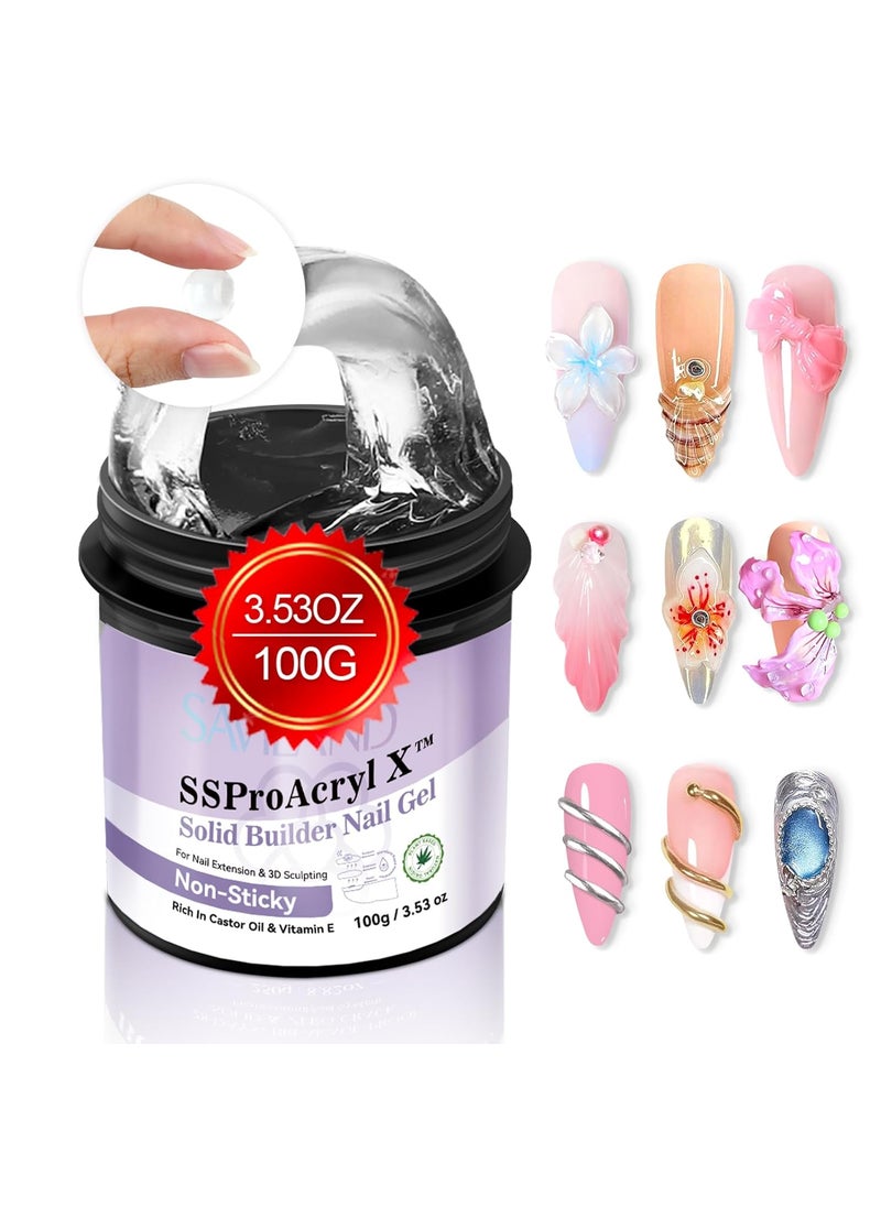 SAVILAND Solid Builder Nail Gel for Nails: Non-Sticky Sculpting Gel for Nails Art 100 g 3D Nail Gel VE Castor Oil Hard Gel for Nails Extension 3D Nail Art DIY Carving Patterns Decoration SSProAcryl X