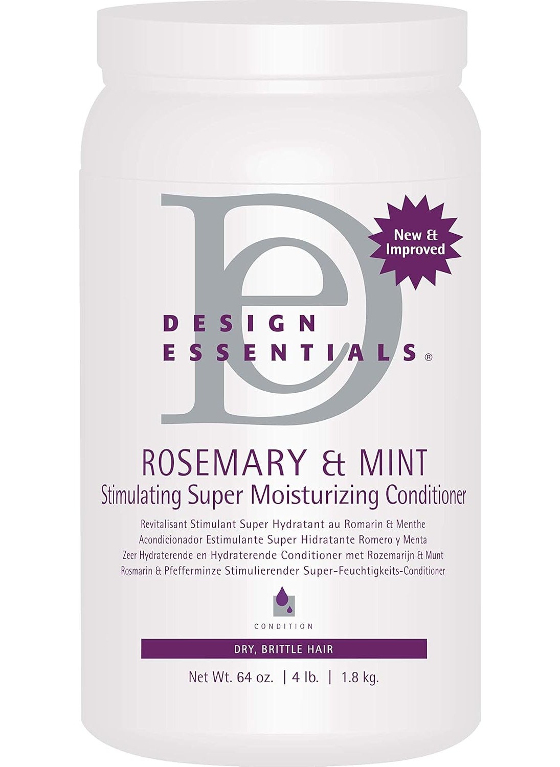 Design Essentials Rosemary  Mint Stimulating Super Moisturizing Conditioner for Dry Thick or Brittle Hair SulfateFree Stimulates Scalp Moisturizes Hair 64 Oz