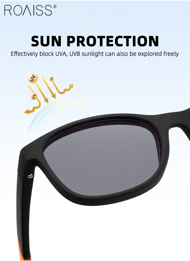 Round Polarized Sunglasses for Kids, UV400 Protection Cute Beach Holiday Sun Glasses with Lightweight Flexible TPEE Frame for Boys Girls and Children Age 3-12, Black Orange