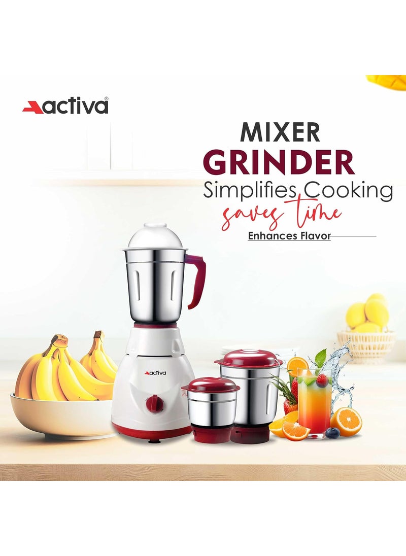 Activa Pluto Combo 500 Watt 3 Jar Mixer Grinder With Electric Dry Iron Come With 2 Year Warranty - Multicolor