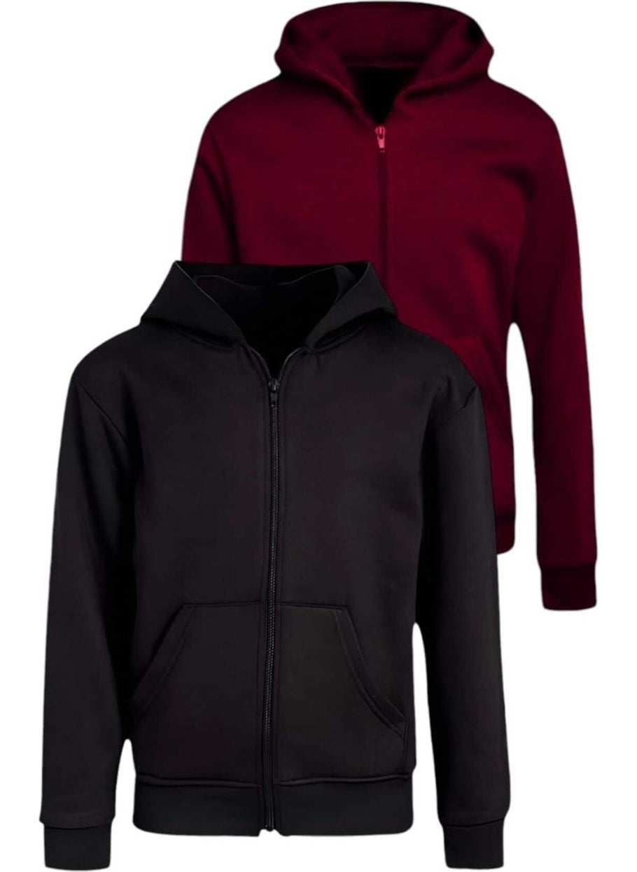 Kids Cotton Hooded Zippered Sweatshirt 2 Piece Set