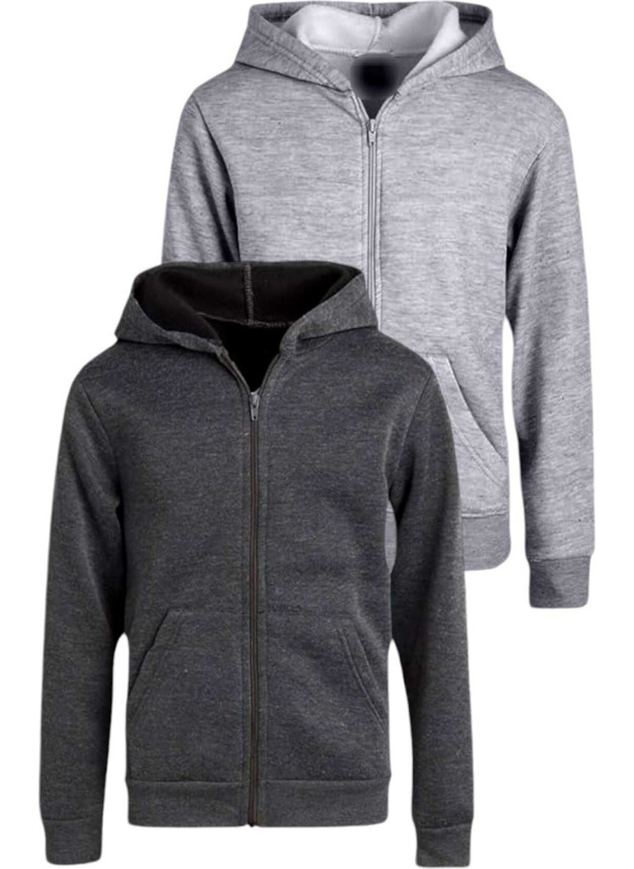 Kids Cotton Hooded Zippered Sweatshirt 2 Piece Set