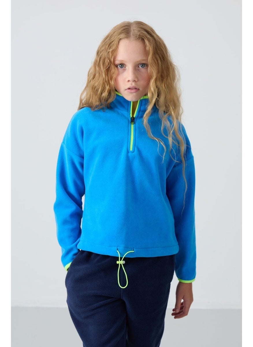 Saks Thick Soft Texture Standard Fit Embroidered Polar Fleece Girls Sweatshirt - 75151