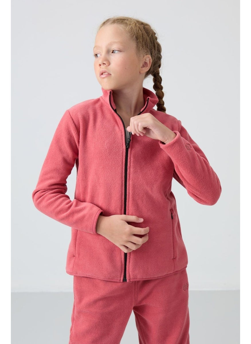 Wild Rose Thick Soft Texture Standard Fit Embroidered Polar Fleece Girls Sweatshirt - 75154