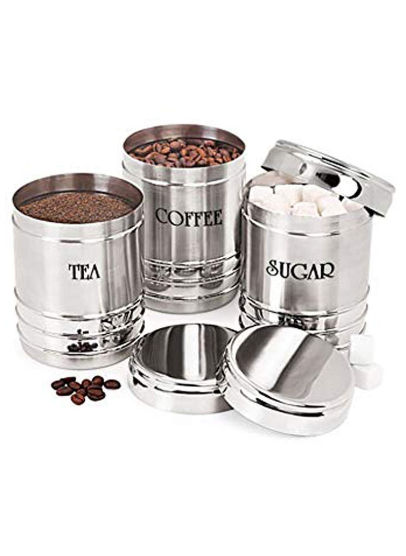 Kuber Industries Stainless Steel Container Set- 500Ml,300Ml,200 Ml, 3 Pieces, Silver