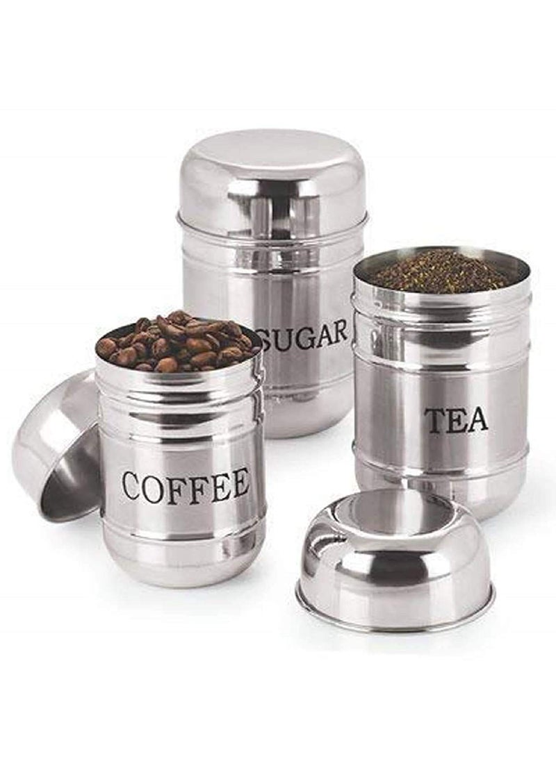Kuber Industries Stainless Steel Container Set- 500Ml,300Ml,200 Ml, 3 Pieces, Silver