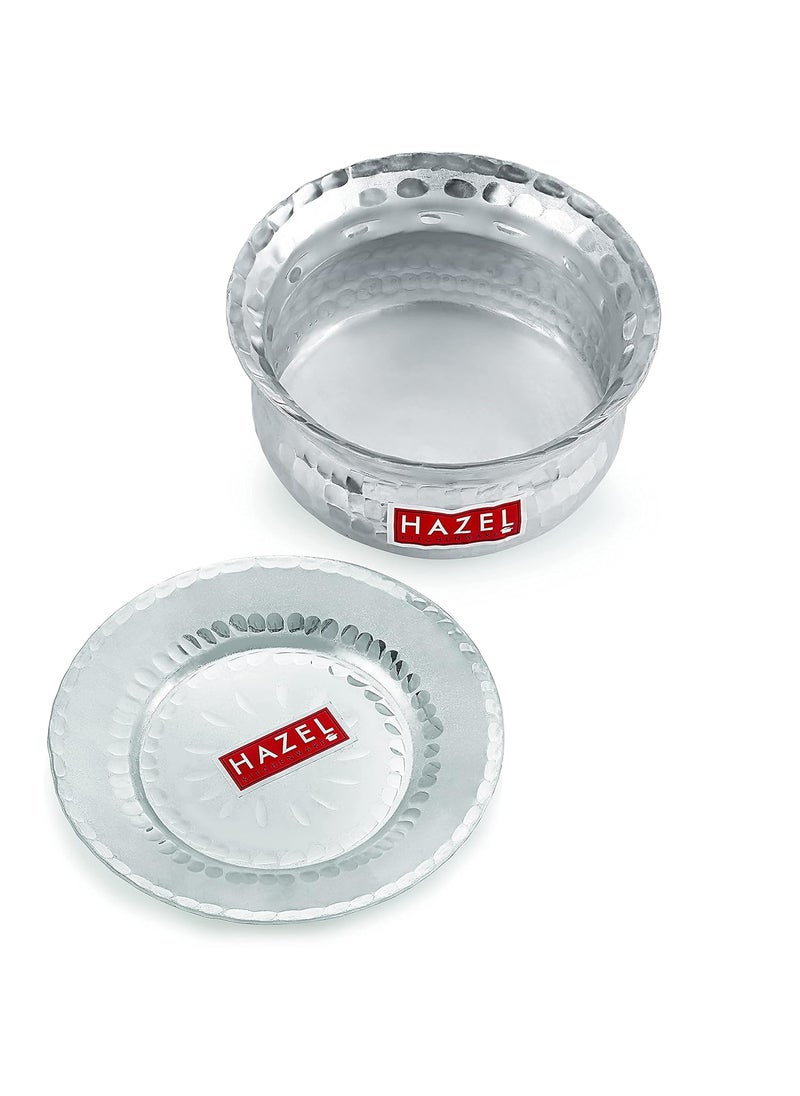HAZEL Aluminium Hammered Finish Handi with Lid | 19 cm with 1400 ml Capacity Biryani Rice Cooking Pot | GOL Patiya Tope Patila Vessel
