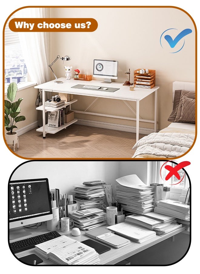 130cm Gaming Desk,Simple Computer Desk,Office Table with Storage,Study Desk for Home Office Desk