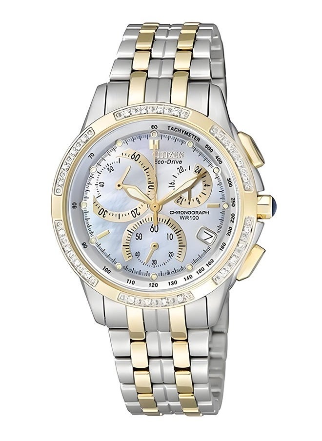 Citizen FB1096-51D Ladies Eco-Drive Watch - Pearl White Dial Stainless Steel Strap